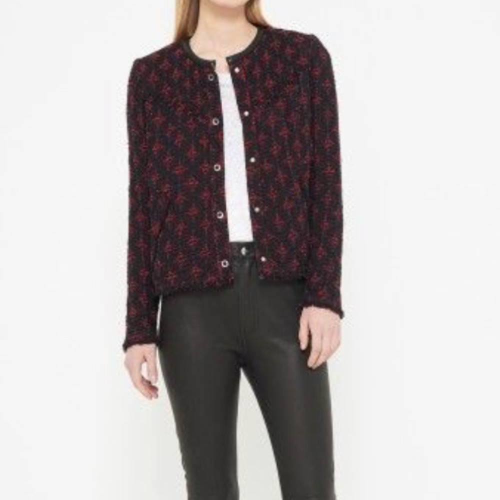 IRO Handi tweed jacket w/ leather trim